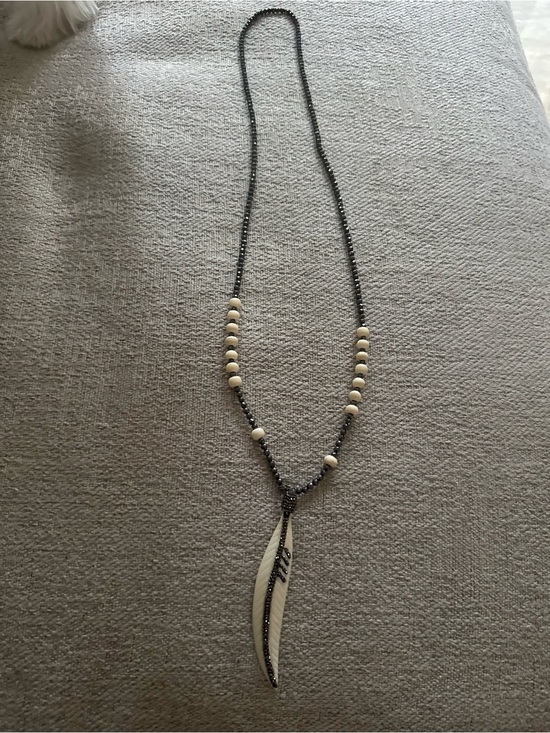 Jewelry - Beaded Pendant Necklace with Ivory Accent - Women Jewelry